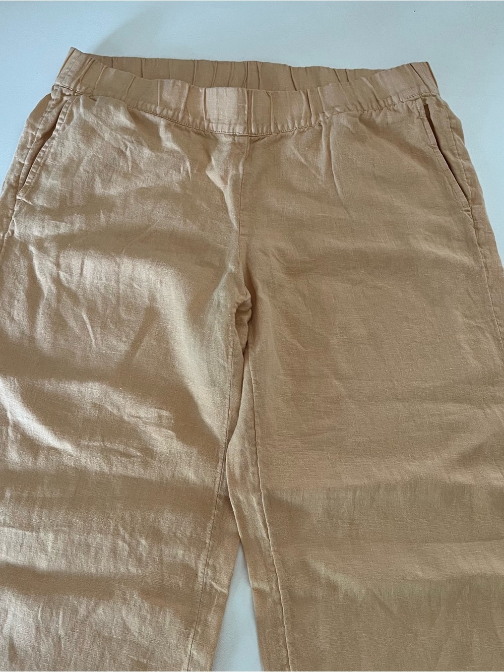 J. Jill Pure Jill Jacquard Stitch Peach Linen Cropped Pants M - Picture 2 of 7